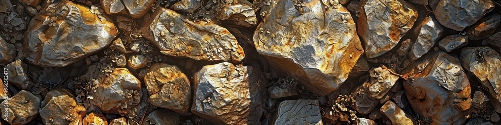 Stunning Geologic Formations of Golden Metallic Textures and Shimmering Crystal Structures Natural mineral and rock formations with sparkling glittering and shiny surfaces in an abstract organic Stunning Geologic Formations of Golden Metallic Textures and Shimmering Crystal Structures Natural mineral and rock formations with sparkling glittering and shiny surfaces in an abstract organic