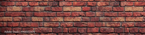 Old red brick wall background, wide panorama of masonry