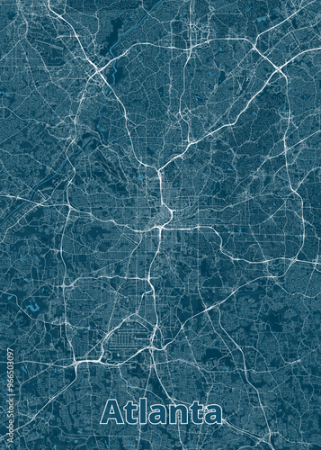 ATLANTA, GEORGIA, UNITED STATES artistic blueprint map poster