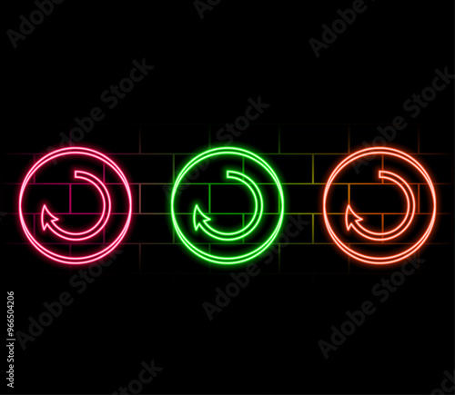 Neon sign Arrow Left purple on brick wall background. Vintage electric signboard with bright neon lights. Neon symbol pointer light. Bar or Cafe with coffee. Night Club Drink. Vector illustration