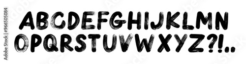 Typographic distressed font with dry brush strokes texture. Grunge graffiti style bold uppercase letters. Hand drawn thick alphabet. Dirty textured vector type. Punk style typography capital letters.