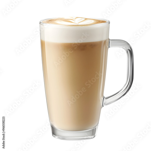 tall glass of creamy latte isolated on transparent background Generative Ai.