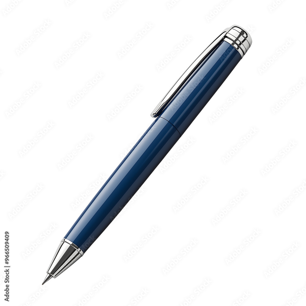 blue ballpoint pen isolated on transparent background Generative Ai. blue ballpoint pen isolated on transparent background Generative Ai.