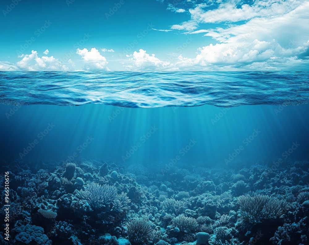Fototapeta premium Sea or ocean underwater deep nature background