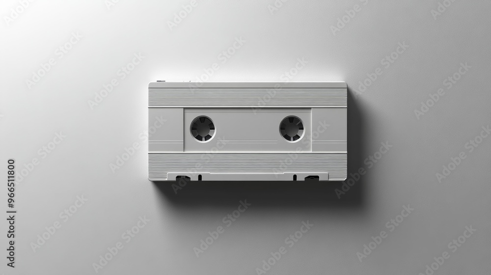 White Cassette Tape on Minimalist Background Generative AI White Cassette Tape on Minimalist Background Generative AI