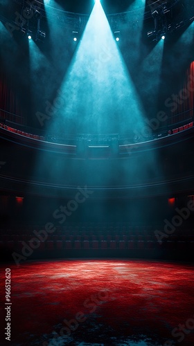 Solitary spotlight illuminating a quiet abandoned stage wallpaper photo