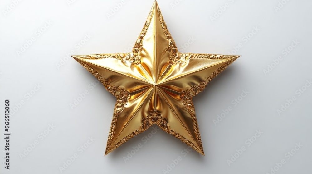 Fototapeta premium Golden Star Ornament on White Background Generative AI