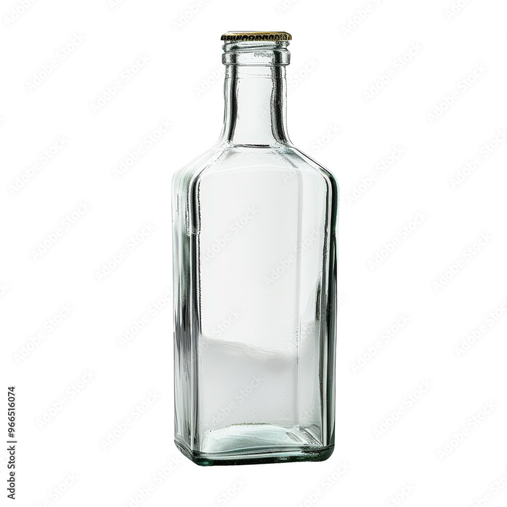 Clear glass bottle with a screw cap, isolated on a white background. Perfect for packaging, design projects, and product presentations. Clear glass bottle with a screw cap, isolated on a white background. Perfect for packaging, design projects, and product presentations.