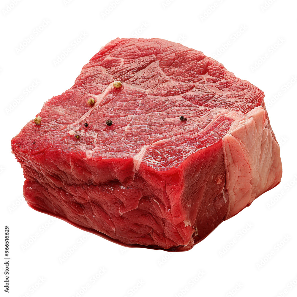 Φωτογραφία Close-up of fresh raw red beef meat piece isolated on white background, ideal for cooking and culinary purposes