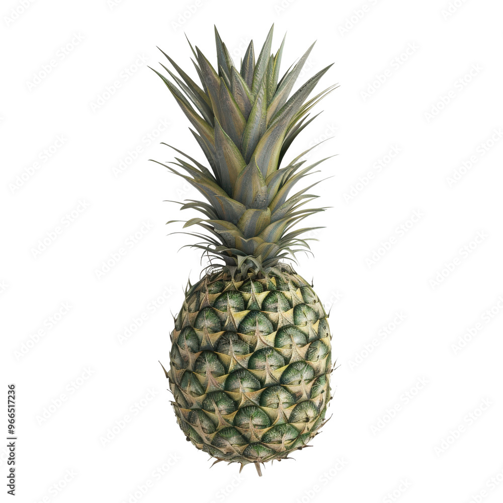Fresh whole pineapple isolated on white background, showcasing tropical fruit's textured skin and spiky crown. Fresh whole pineapple isolated on white background, showcasing tropical fruit's textured skin and spiky crown.