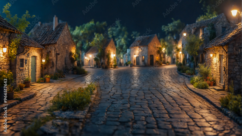 Night time village surrounded by trees and greenery Night time village surrounded by trees and greenery