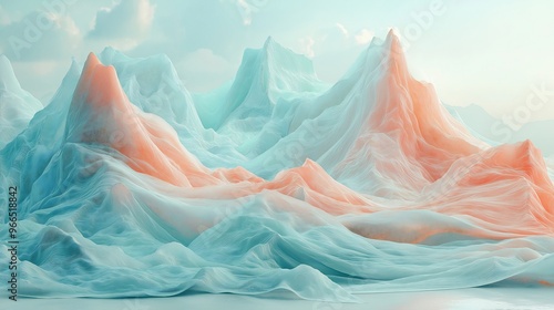 Wallpaper Mural Abstract Pastel Blue and Orange Mountain Landscape Torontodigital.ca