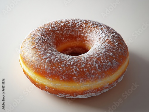 Sugardusted powdered doughnut placed on a pristine white background classic and indulgent photo