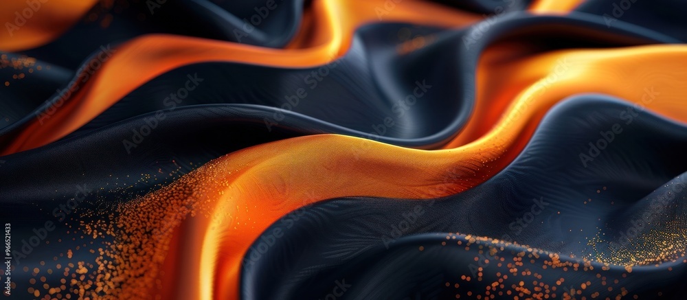Dramatic abstract image of fiery waves of vibrant orange and black ...