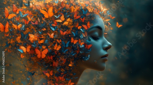 Woman with Butterflies Digital Art