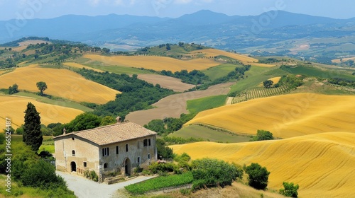 Stone Farmhouse in Rolling Tuscan Hills