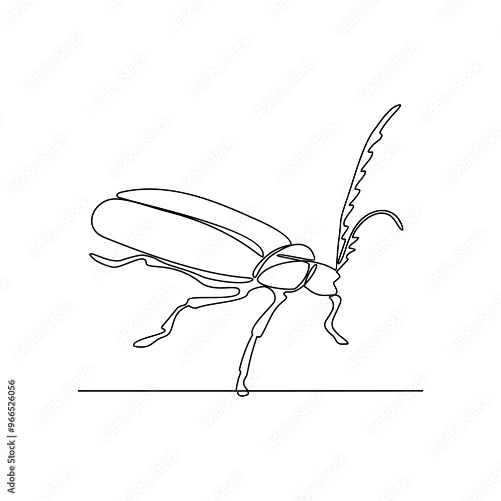 One continuous line drawing of insect vector illustration. Animal