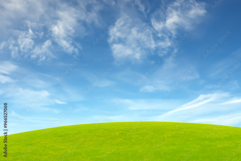 Green grass field with a blue sky and clouds. Green grass field with a blue sky and clouds.