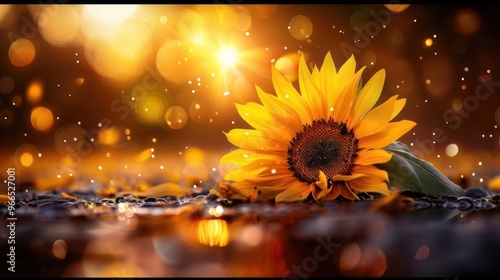 Sunflower field in full bloom, vibrant and expansive, Botanical, Bright yellows, Photograph, Floral abundance photo