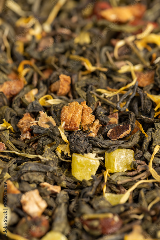 green leaf tea mixed with rose and jasmine flowers green leaf tea mixed with rose and jasmine flowers