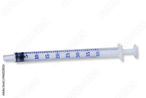 40ml clear plastic needleless syringe isolated on white background