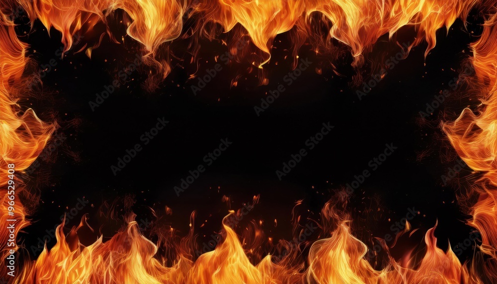 Fototapeta premium Flames frame with black background