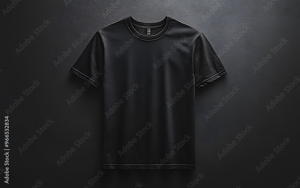 Black t-shirt mockup on dark background. Black t-shirt mockup on dark background.