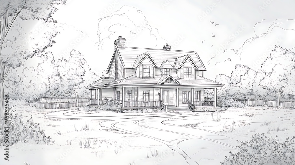 Hand drawn house blueprint illustration 4K Hand drawn house blueprint illustration 4K