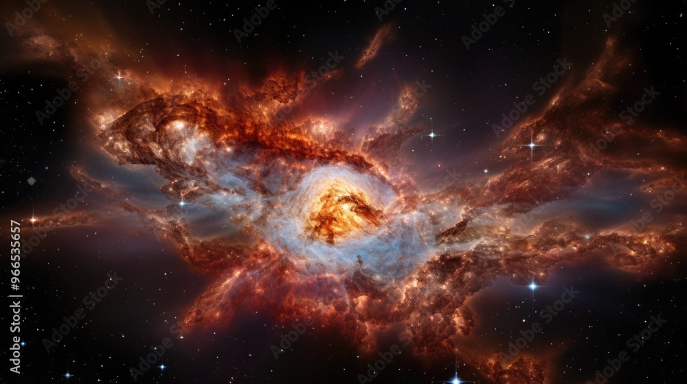 Fototapeta premium A breathtaking cosmic landscape of swirling nebulae and twinkling stars. The vibrant colors and intricate details create a sense of awe and wonder.