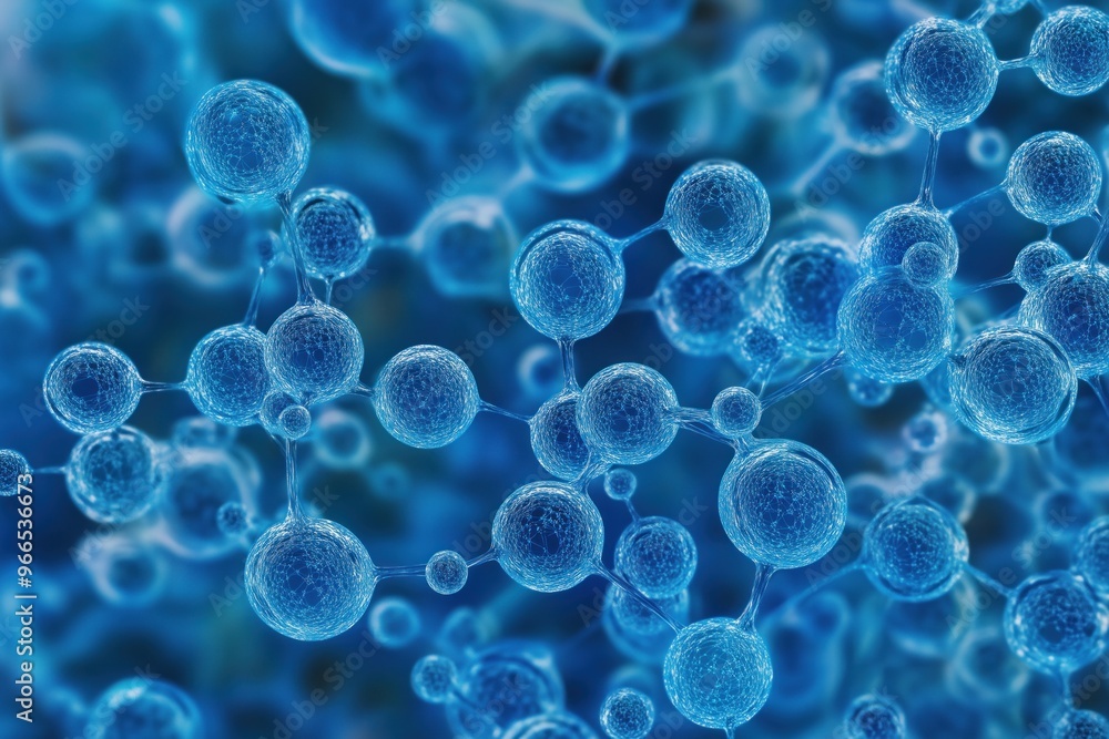 Abstract blue connected bubbles background. Molecules structure. Medical or cosmetic products concept. Abstract blue connected bubbles background. Molecules structure. Medical or cosmetic products concept.