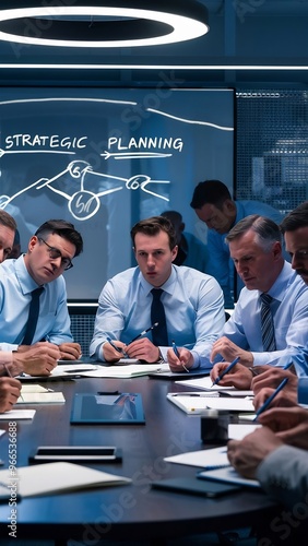 Businessmen in strategic planning meeting