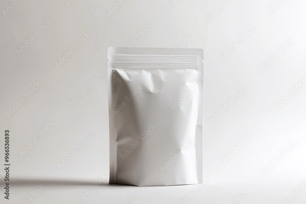 blank white empty product paper mockup packaging bag with ziplock against white background. blank white empty product paper mockup packaging bag with ziplock against white background.