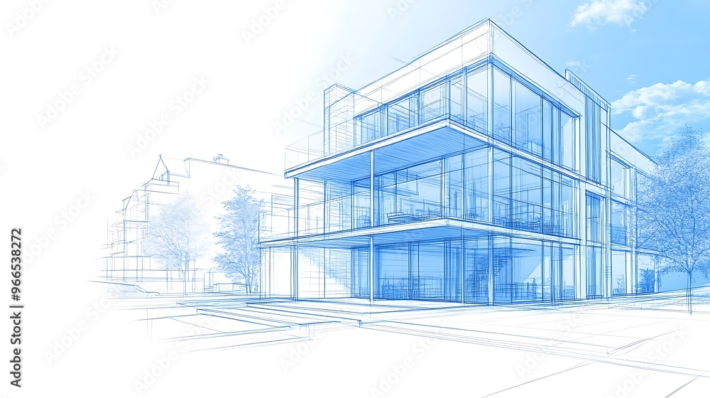 Hand drawn house blueprint illustration 4K Hand drawn house blueprint illustration 4K