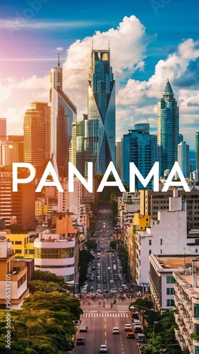 Panorama city panama skyscrapers and buildings in panama