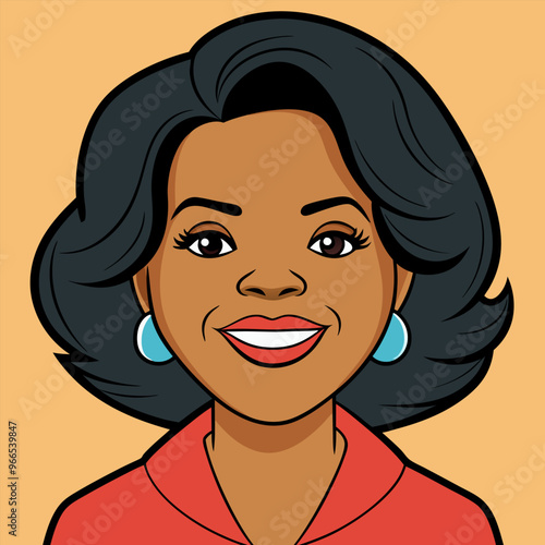 Wallpaper Mural face of oprah, vector illustration cartoon Torontodigital.ca