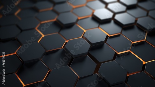 A futuristic and abstract background featuring a honeycomb pattern with glowing edges.