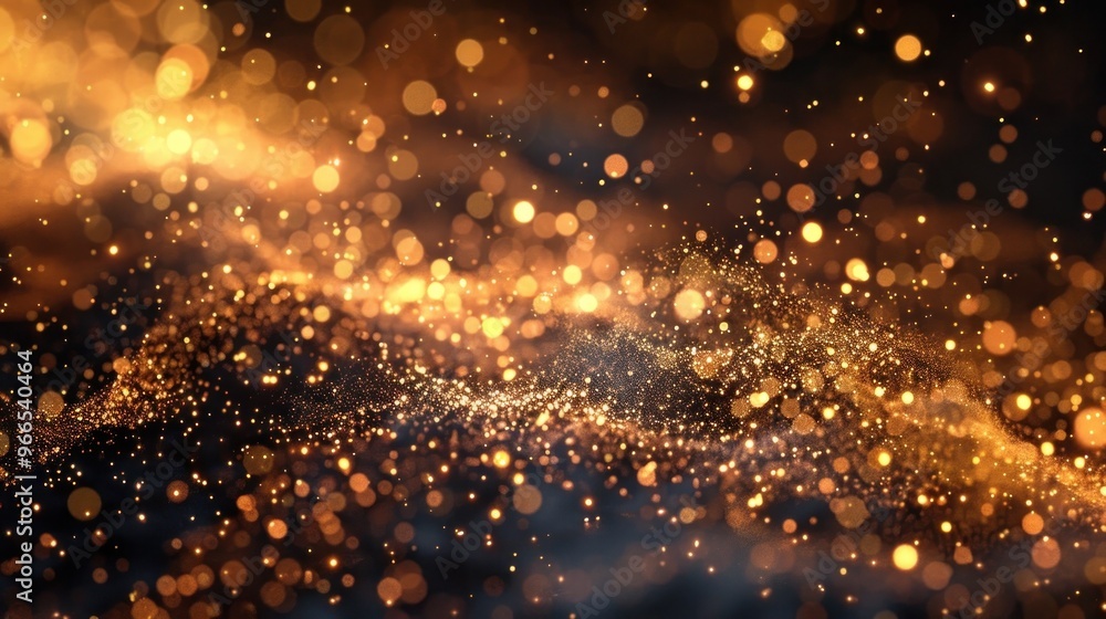 Shimmering golden glitter particles dancing and swirling in a captivating abstract background creating a magical festive and elegant atmosphere perfect for holiday or designs Shimmering golden glitter particles dancing and swirling in a captivating abstract background creating a magical festive and elegant atmosphere perfect for holiday or designs