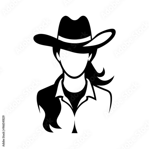 Female Cowboy Silhouette Icon - Transparent Background