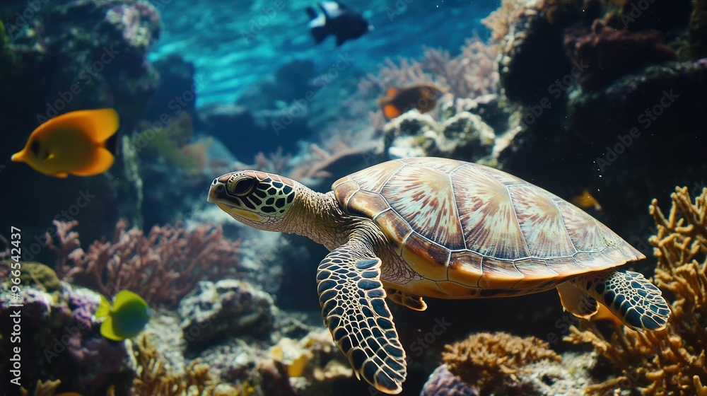 Fototapeta premium Sea Turtle in a Coral Reef
