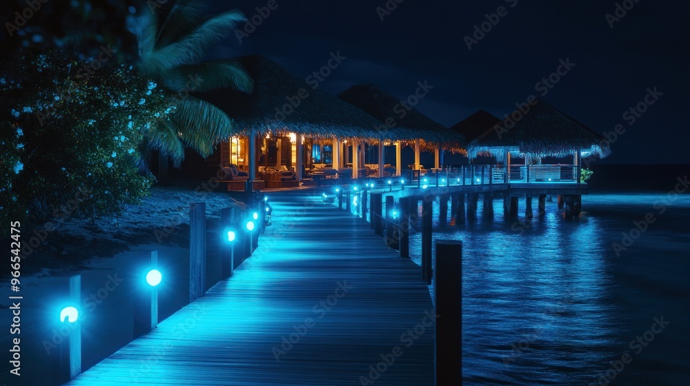 Fototapeta premium Tropical Resort Pier at Night