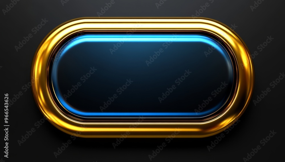 Golden Frame with Blue Glowing Edge Golden Frame with Blue Glowing Edge
