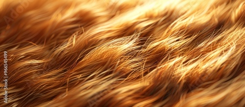 Gorgeous close up view of a lush golden brown fur texture with soft flowing curls and a luminous shimmering sheen  This natural organic background showcases the luxurious photo