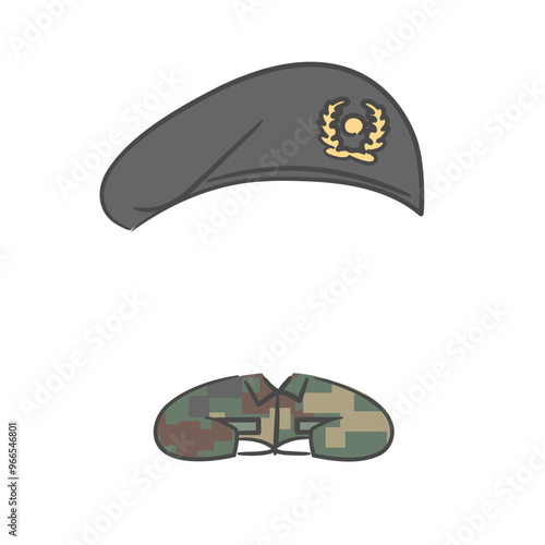 팔을 받치고 있는 군인 캐릭터 얼굴 합성용 일러스트