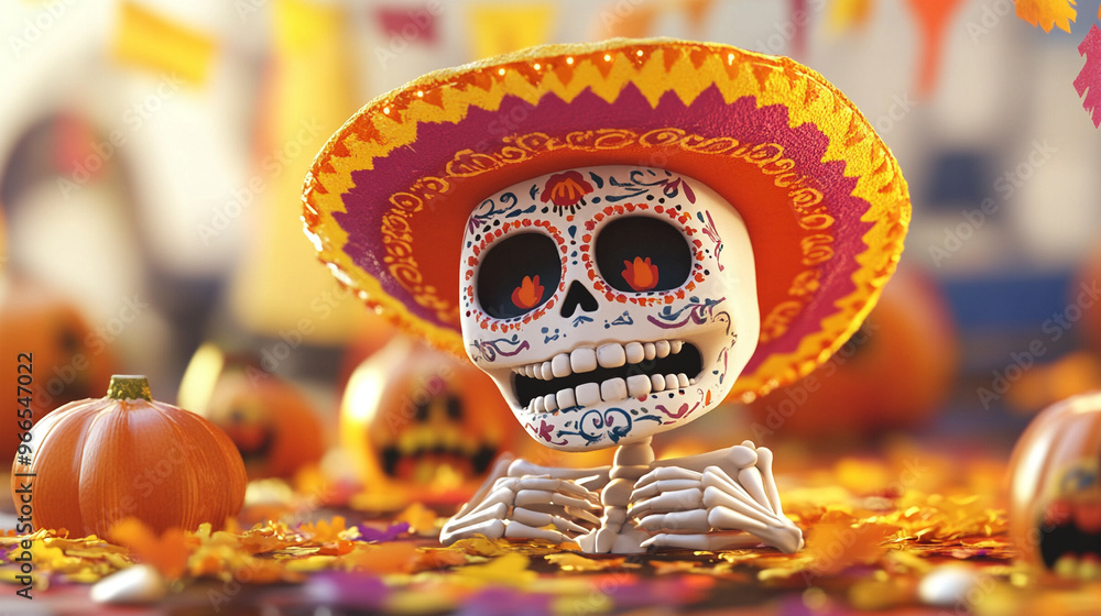 3d cartoon style illustration for dia de Los Muertos 3d cartoon style illustration for dia de Los Muertos