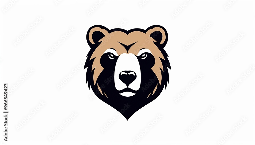 stylized illustration of a bear's head. The design is minimalistic, using bold black lines to outline the bear's features, including its ears, eyes, and snout. The expression is neutral, stylized illustration of a bear's head. The design is minimalistic, using bold black lines to outline the bear's features, including its ears, eyes, and snout. The expression is neutral,