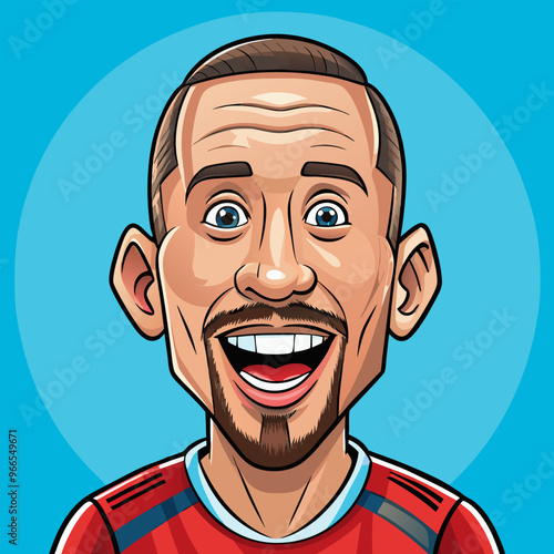 franck ribery, illustration, close up, vector illustration cartoon