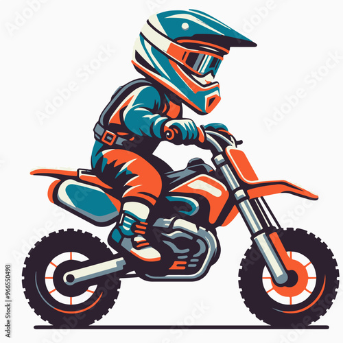 Baby boy riding motocross motorcycle