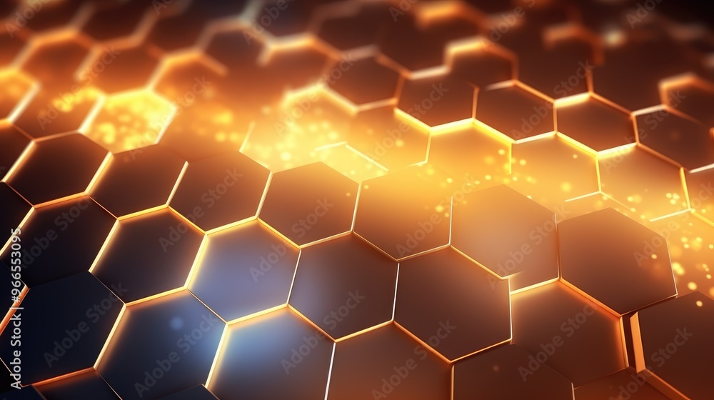Abstract hexagonal pattern with glowing edges, creating a futuristic and modern design. Abstract hexagonal pattern with glowing edges, creating a futuristic and modern design.