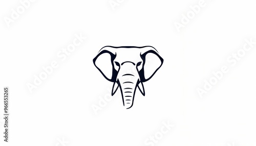 simple, stylized illustration of an elephant's head. The design is minimalistic, using clean lines to depict the elephant's large ears, trunk, and tusks. elephant cartoon isolated on white