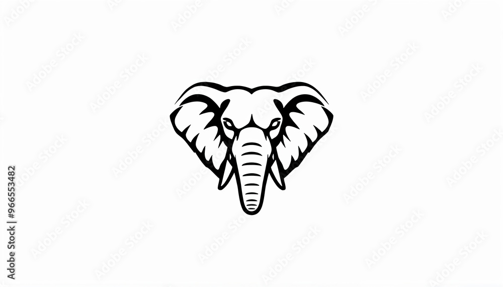 simple, stylized illustration of an elephant's head. The design is minimalistic, using clean lines to depict the elephant's large ears, trunk, and tusks. elephant cartoon isolated on white simple, stylized illustration of an elephant's head. The design is minimalistic, using clean lines to depict the elephant's large ears, trunk, and tusks. elephant cartoon isolated on white